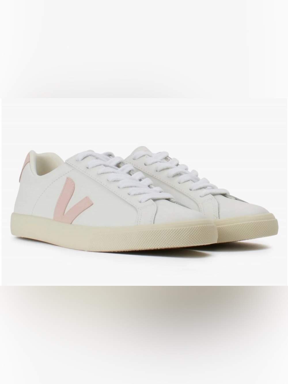 NWT - VEJA Esplar Leather White & Petale Pink Trainers Sneakers - US 7 | EUR 38
